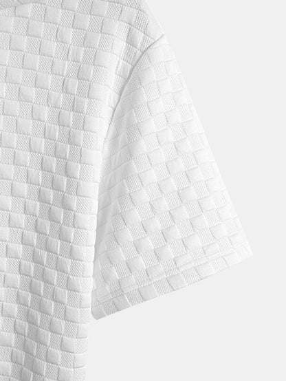 Checkerboard Jacquard  Arc Hem Hooded T-Shirt & Checkerboard Jacquard Shorts