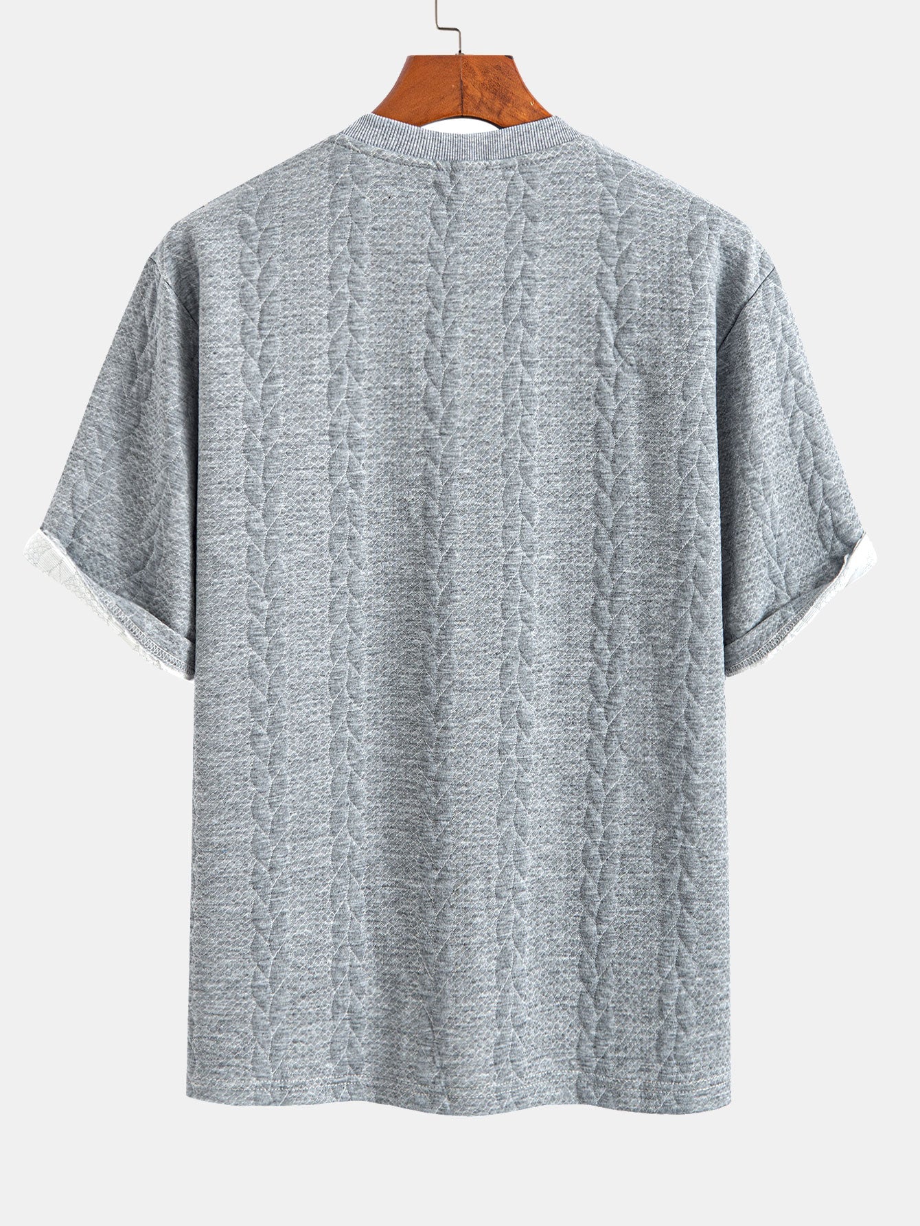 Relax Fit Mid-Length Sleeve Twist Jacquard T-Shirt & Shorts