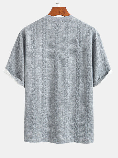 Relax Fit Mid-Length Sleeve Twist Jacquard T-Shirt & Shorts