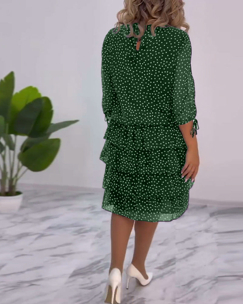 Polka dot print layered elegant dress