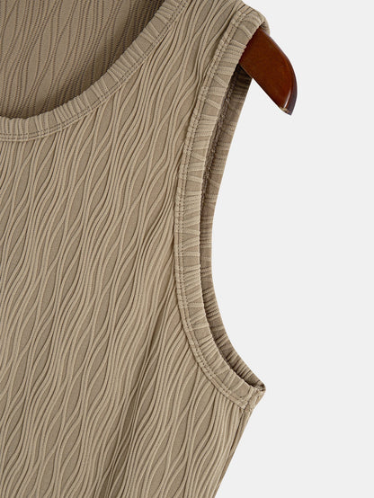 3 Pieces Wave Jacquard Textured Tank Top