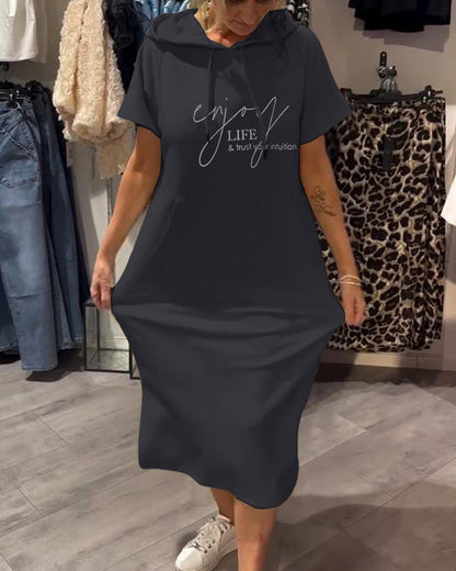 Hooded Casual Drawstring Dress