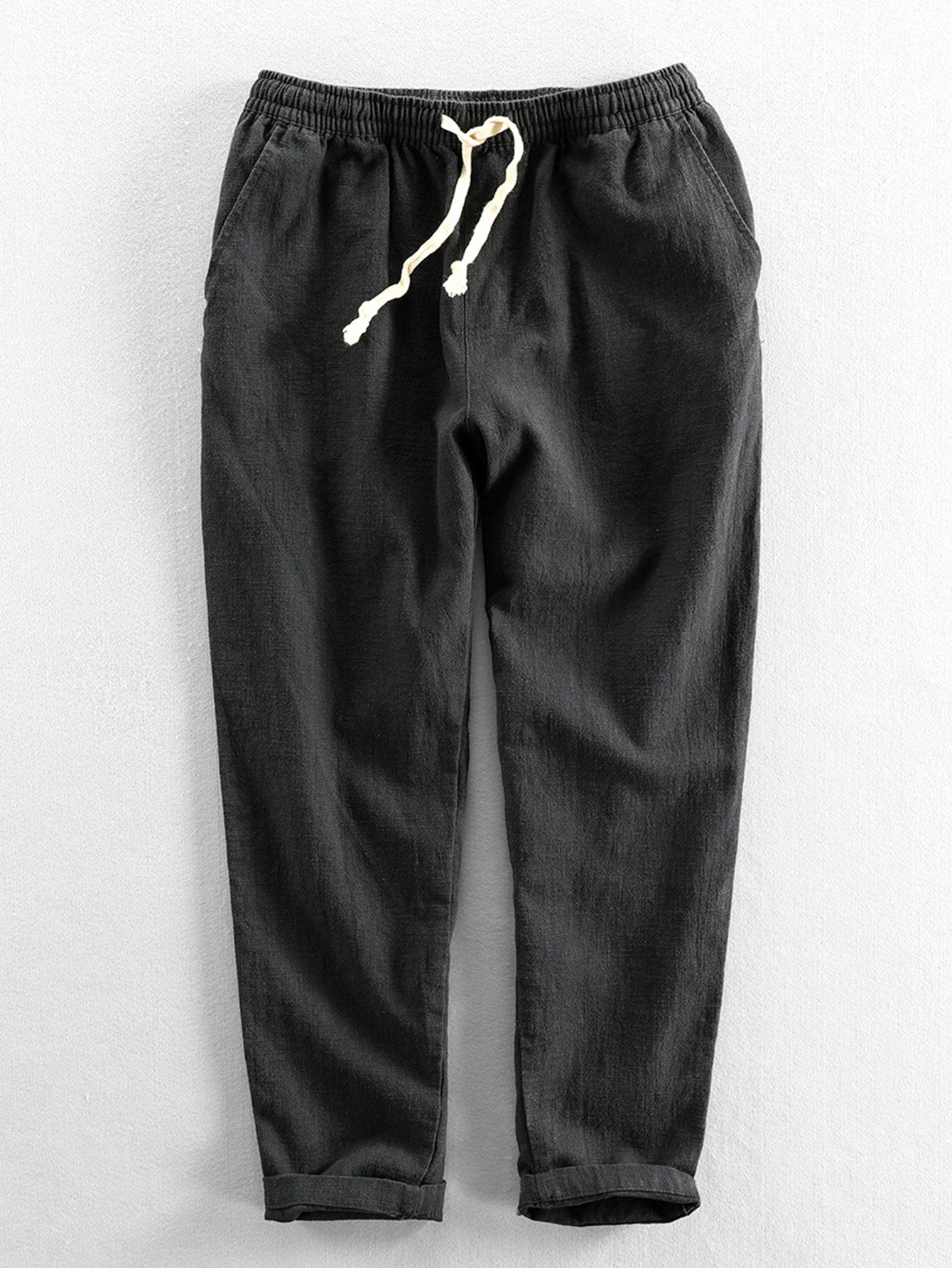 Geometric Jacquard Eyelet Cuban Shirt & Linen Cotton Blend Cropped Pants
