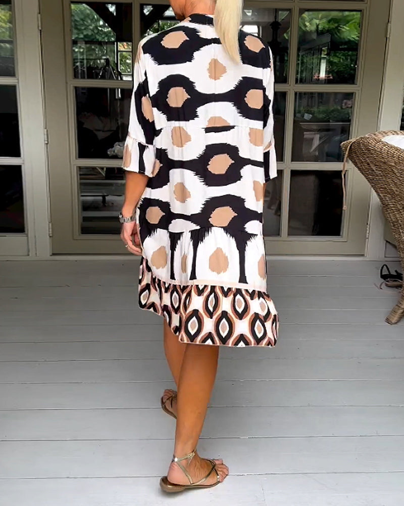 Printed 3/4 sleeve dress