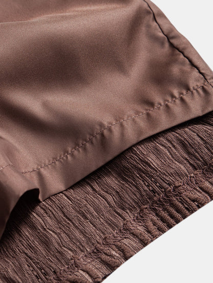 Geometric Jacquard Eyelet Cuban Shirt & Textured Shorts With Lining