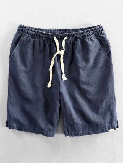 Geometric Jacquard Eyelet Cuban Shirt & Linen Cotton Blend Shorts