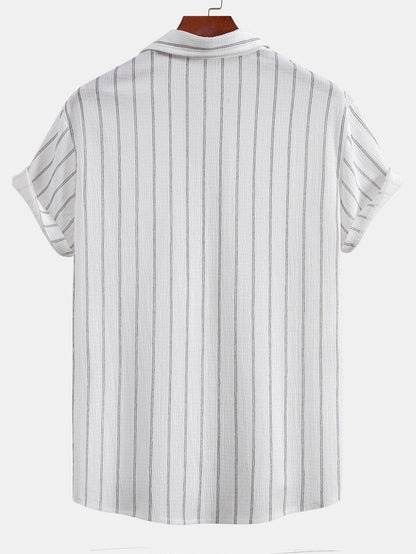 Stripe Textured Button Up Shirt