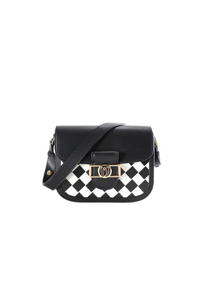 Checkerboard Saddle Crossbody Shoulder Bag