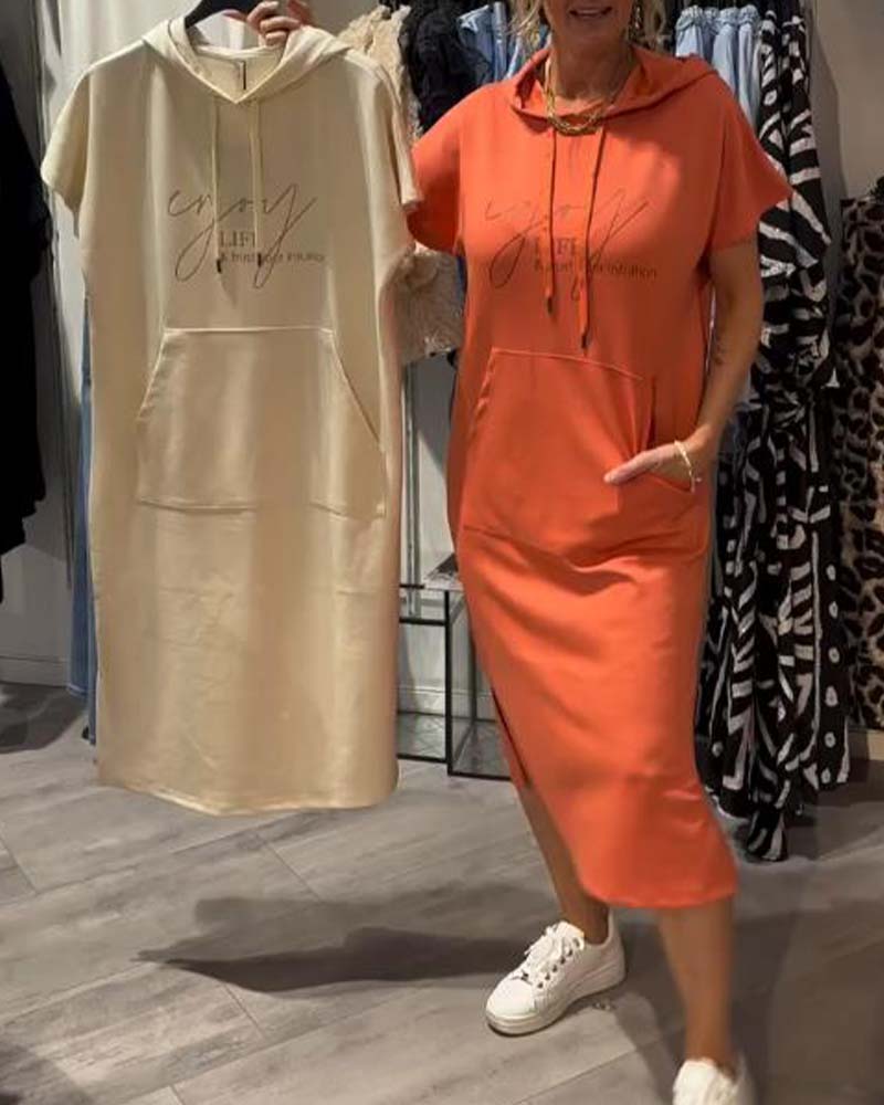 Hooded Casual Drawstring Dress