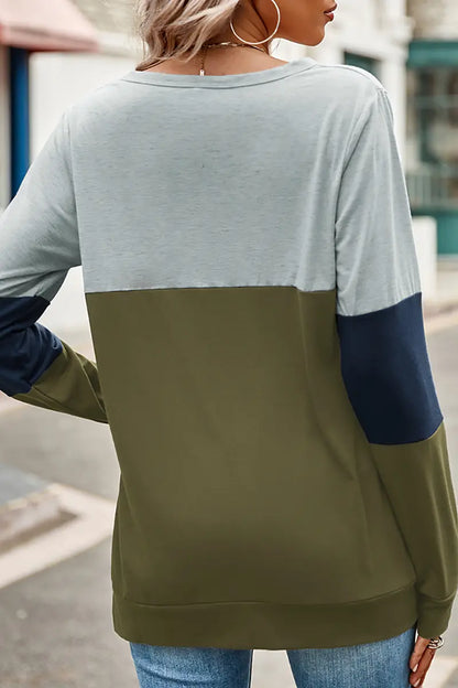 Colorblock Hollow-Out Loose Sweatshirt