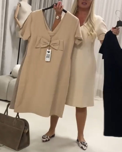 Fashionable And Elegant V-Neck Casual Dress