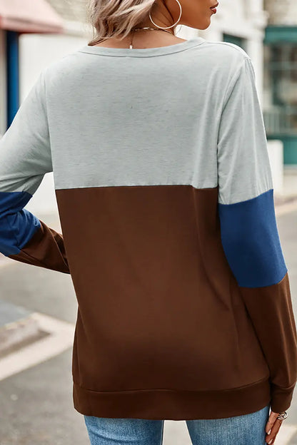 Colorblock Hollow-Out Loose Sweatshirt