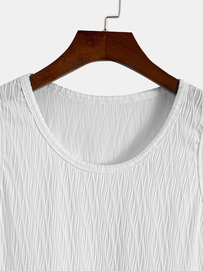 3 Pieces Wave Jacquard Textured Tank Top