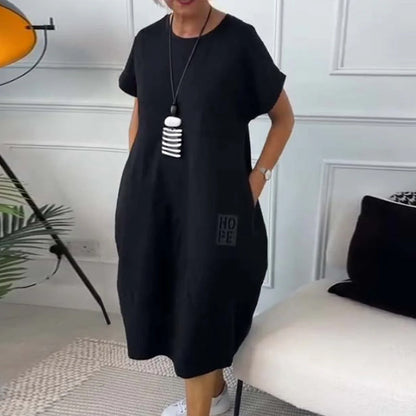 Simple letter print short sleeve casual dress