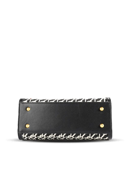 Branded Jacquard Stitch Kelly-Style Shoulder & Top Handle Bag