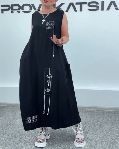 Sleeveless Oversized Letter Print Dress