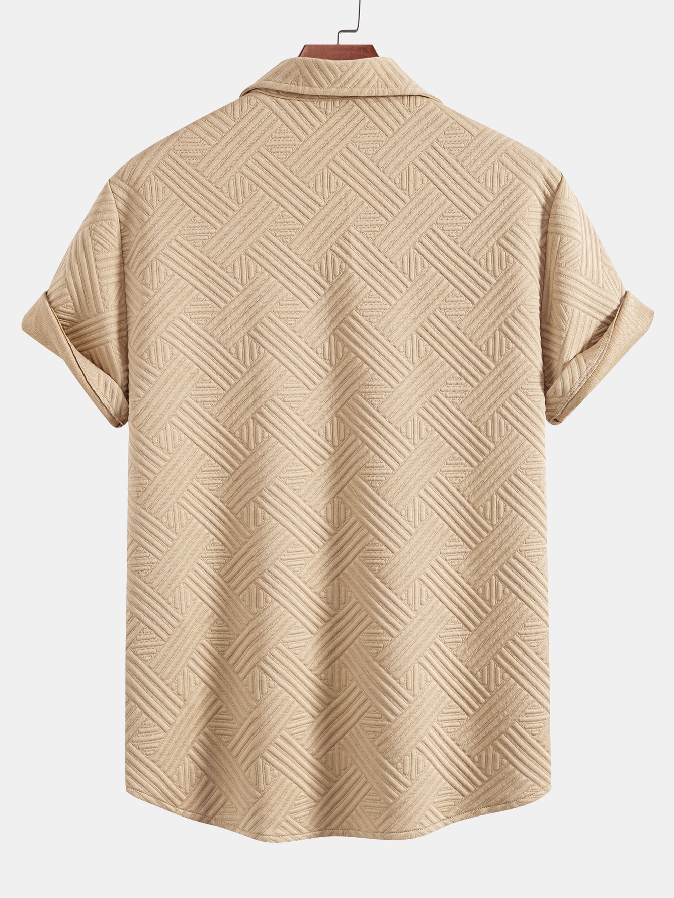 Striped Jacquard Button Up Shirt & Drawstring Shorts