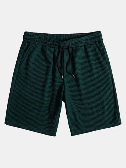 Muscle Fit Ribbed Button Up Shirt & Shorts