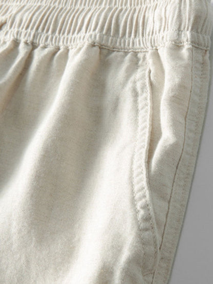 Knitted Geometric Textured Cuban Shirt & Straight Leg Linen Pants