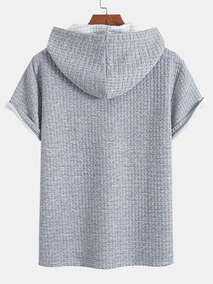 Kangaroo Pocket Waffle Hooded T-Shirt & Shorts