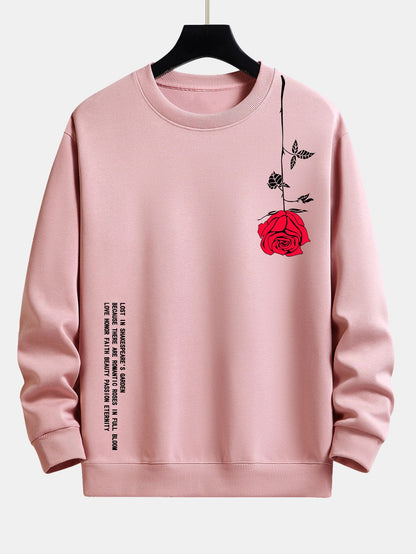 Slogan Rose Print Relax Fit Sweatshirt