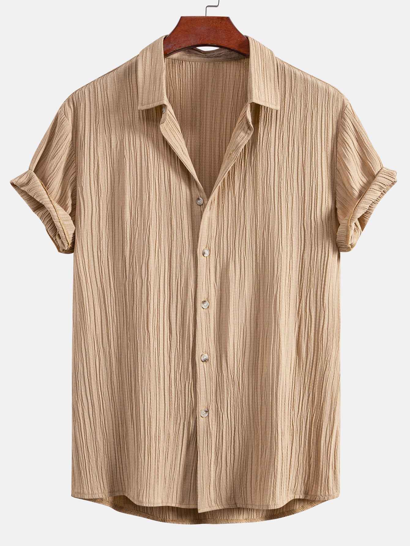 Crinkled Textured Button Up Shirt