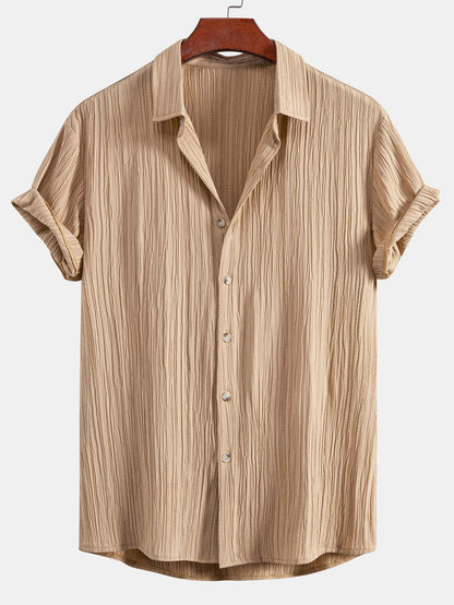 Crinkled Textured Button Up Shirt