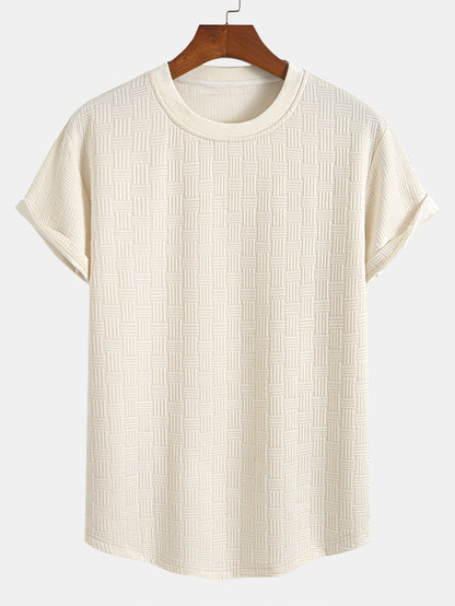 Stripe Jacquard Arc Hem T-Shirt