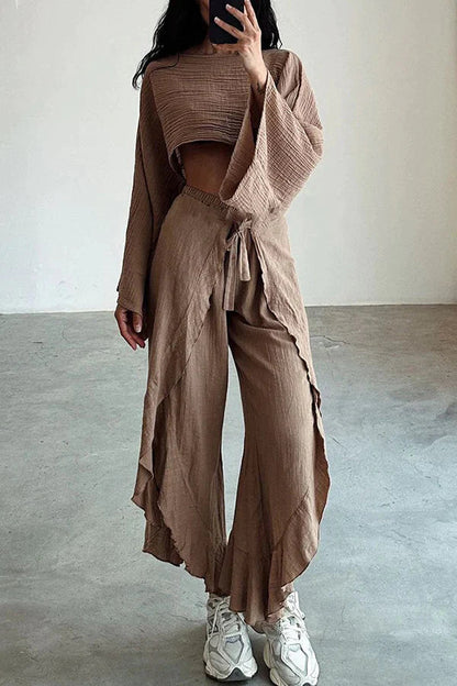 Elyra Casual slit tie two-piece set