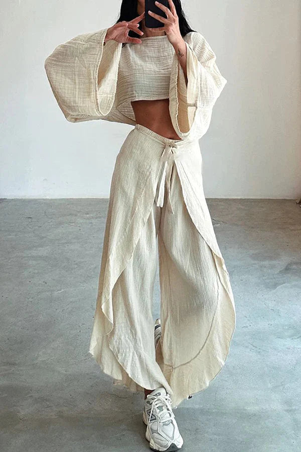 Elyra Casual slit tie two-piece set