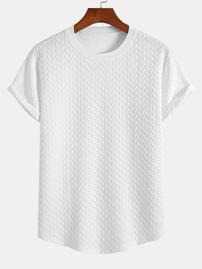 Jacquard Textured Arc Hem T-Shirt