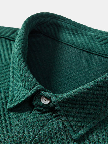 Stripe Jacquard Button Up Shirt & Shorts