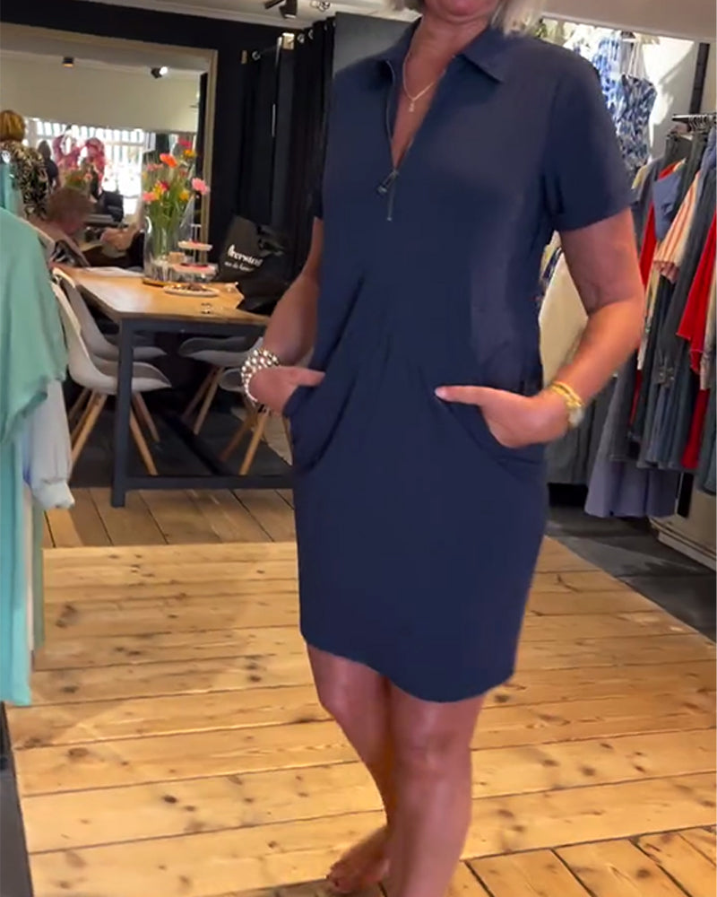 Lapel Zipper Dress