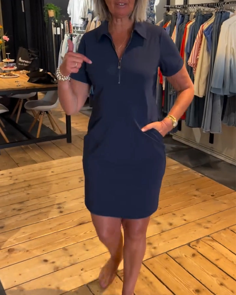 Lapel Zipper Dress