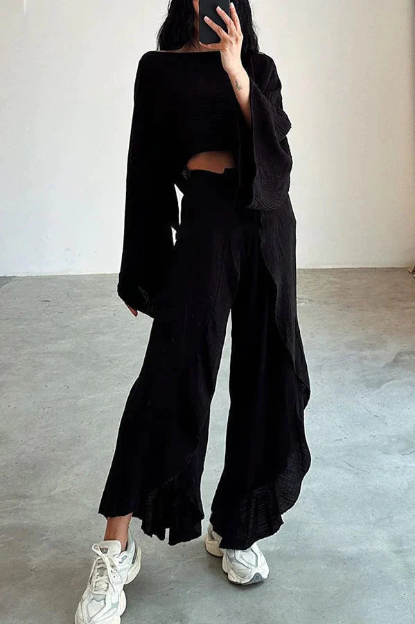Elyra Casual slit tie two-piece set