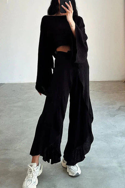 Elyra Casual slit tie two-piece set