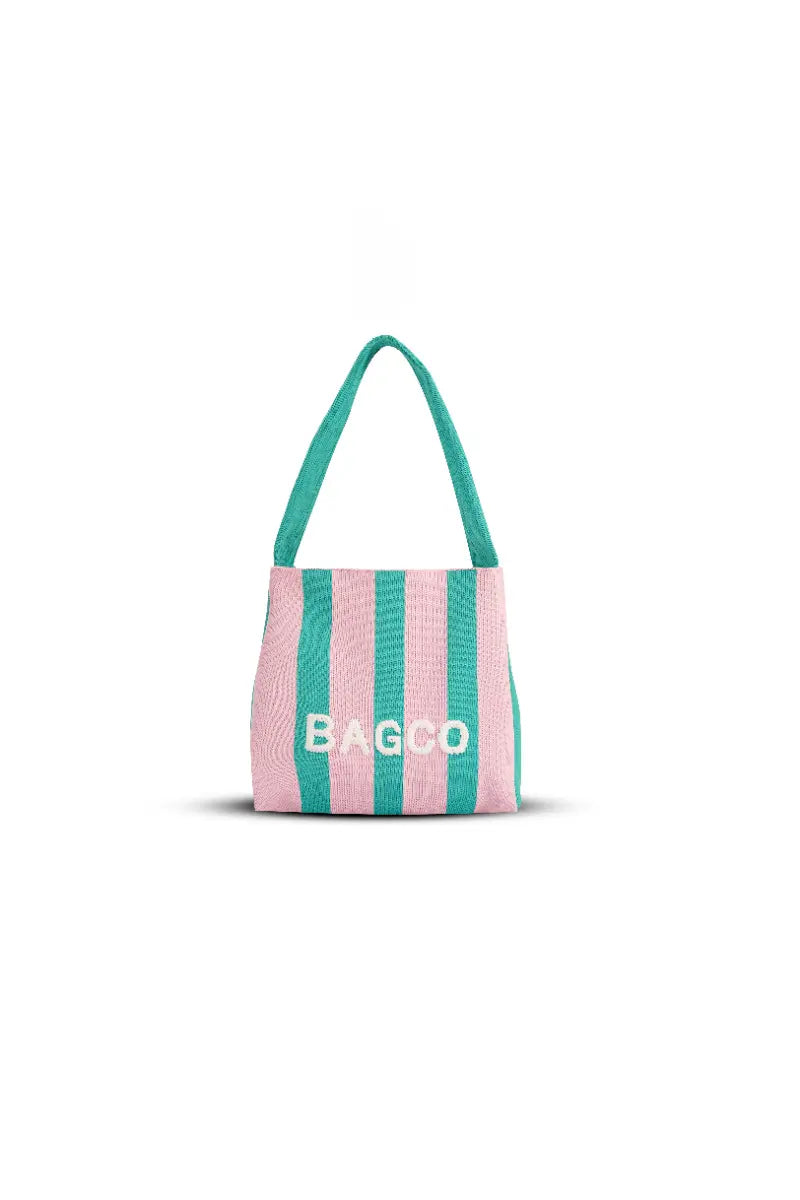 Colorblock Knit Tote Bag