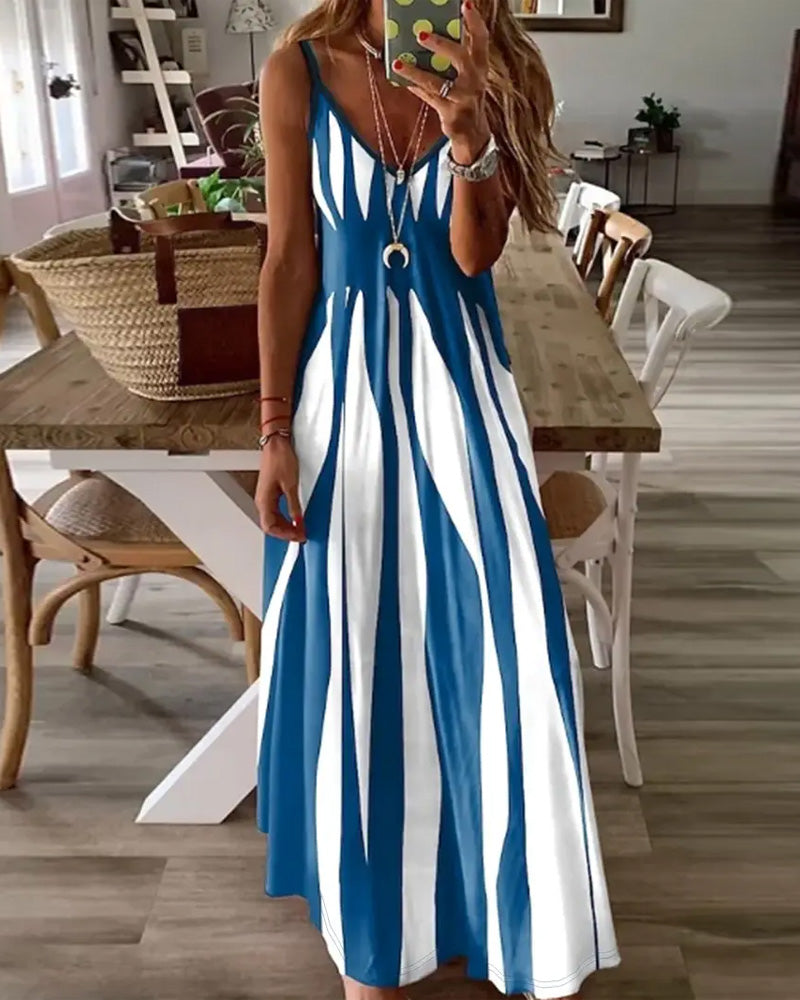 Temperamental And Fashionable V-Neck Suspender Dress
