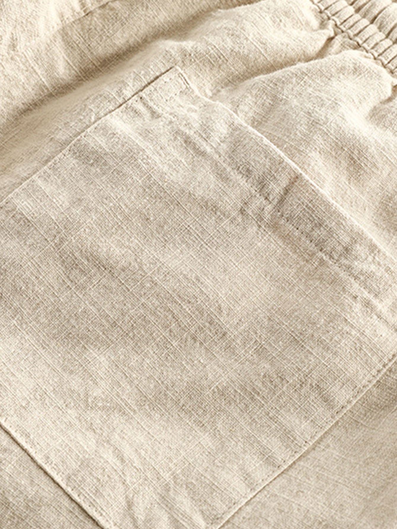 Geometric Jacquard Eyelet Cuban Shirt & Linen Cotton Blend Cropped Pants