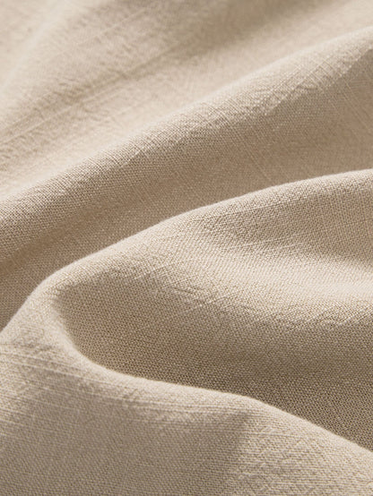 Linen And Rayon Blend Stand Collar Shirt