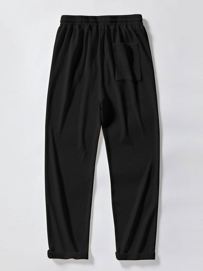 Muscle Fit Ribbed Stand Collar Shirt & Straight Leg Ribbed Pants