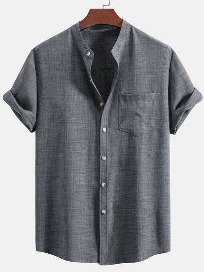 Short Sleeve Stand Collar Shirt