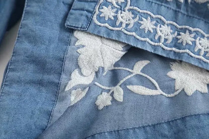 Boho Denim Kimono Blouse