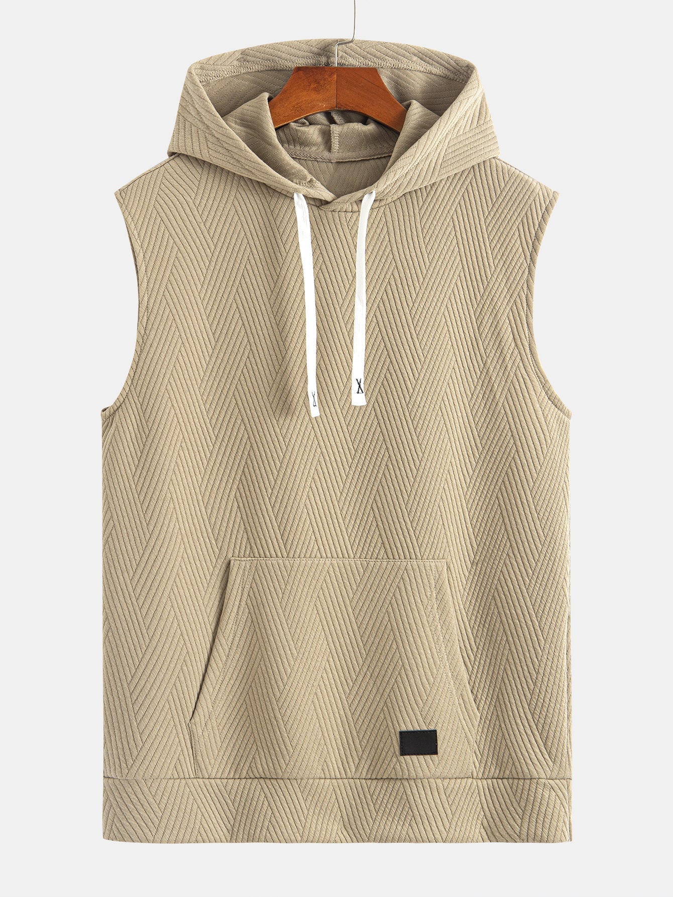 Striped Jacquard Sleeveless Hooded T-Shirt & Shorts