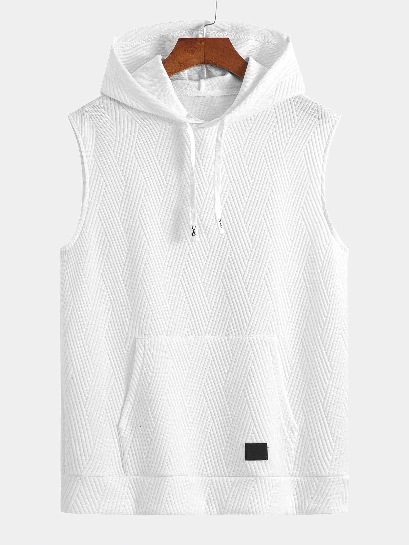 Striped Jacquard Sleeveless Hooded T-Shirt & Shorts