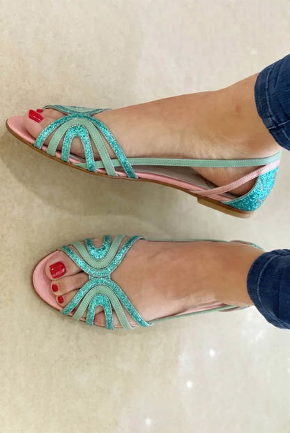 Giada metallic strappy sandals in Teal