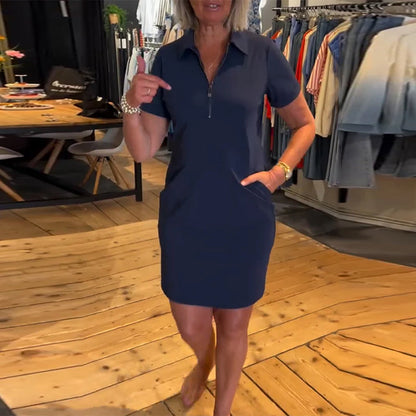 Lapel Zipper Dress