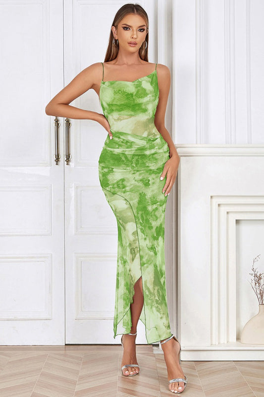 Floral Print Side Slit Dress