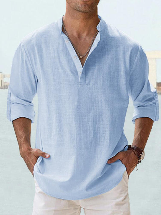 Henley - Men's Breathable Cotton Linen Shirt