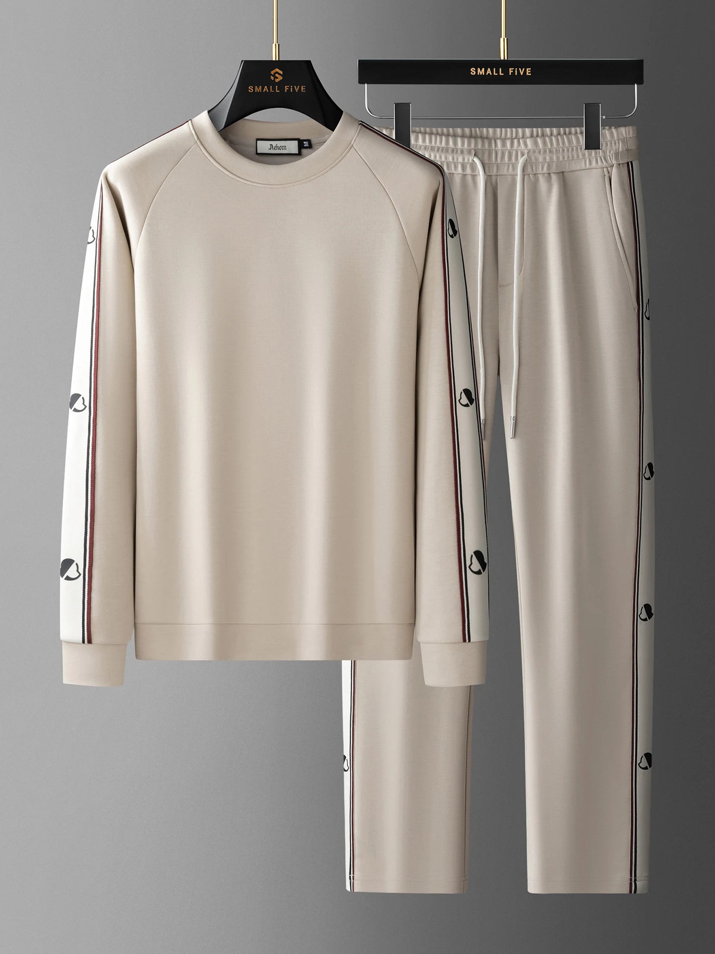 JSBD Autumn High-end Modal cotton air layer contrasting woven band sweatshirt two-piece Men's casual round-neck sport set